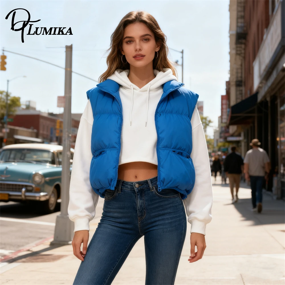 DTLumika جديد الخريف الشتاء أسفل سترة المرأة سترة جولة الرقبة سميكة أسفل سترة أكمام سترة فضفاضة الزي العصري للنساء