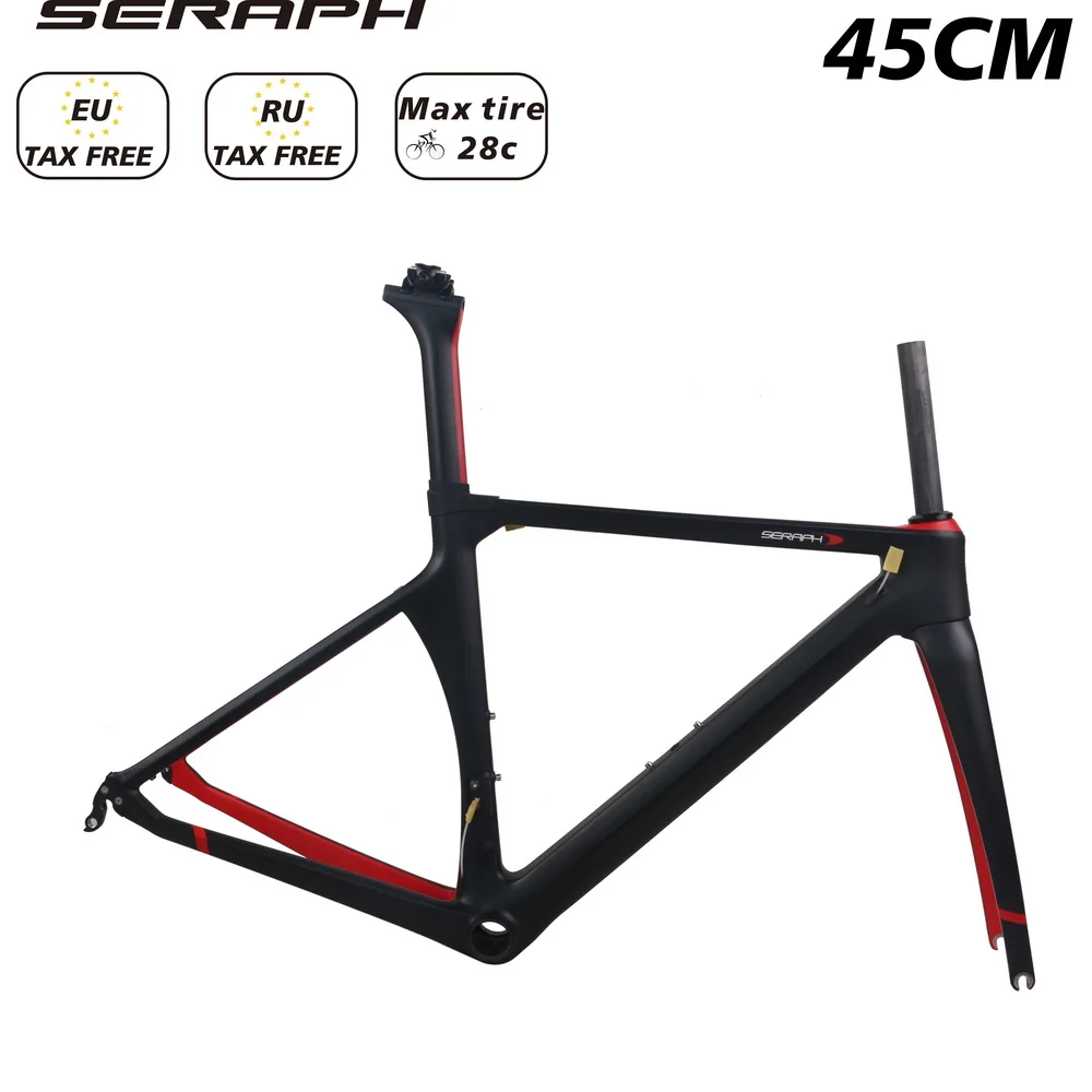 China Red Clearance Carbon Fiber Rim Brake Road Bike Frame TT-X1 BB86 Bottom Bracket 45cm Size