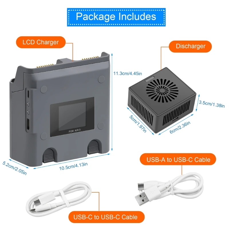 Bộ sạc pin đôi Bộ sạc trung tâm sạc pin cho pin máy bay không người lái Air 3