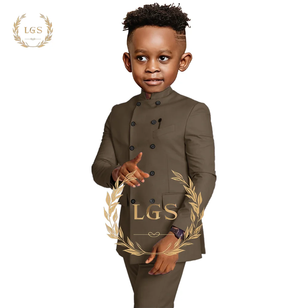 

Indian Style Double Breasted Boys Suit - Jacket and Pants 2 Piece Set - Stylish Design for Parties, Events and Casual Occasions