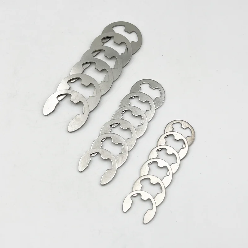 320/215 Stück E-Clip-Unterlegscheibe 304 A2 Edelstahl-Sicherungsring-Unterlegscheibe E-förmiger Außensicherungsring Sicherungsring für Schaft-Kit M1,5 ~ M15 – Detail 6