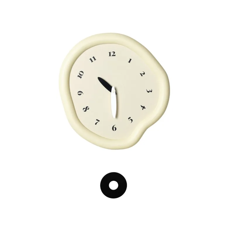 

Cream wind minimalist wall clock decorative clock, painted beige frame black scale, ultra-quiet without emptying