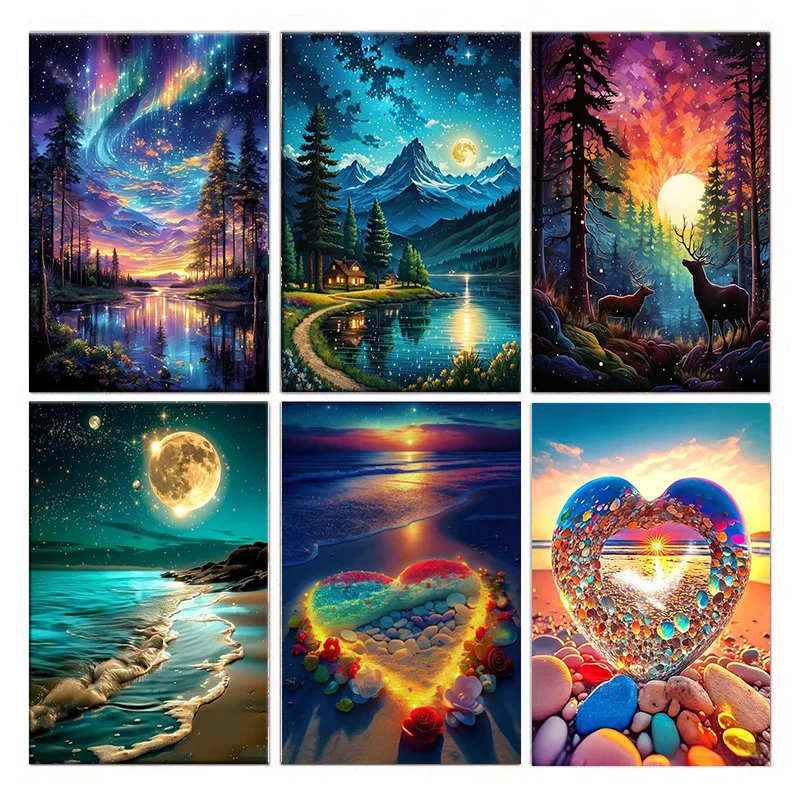 AB Diamantmalerei Landschaft 5D Diamantmalerei für Erwachsene und Anfänger Diamantmalerei-Set DIY Mosaik-Malerei