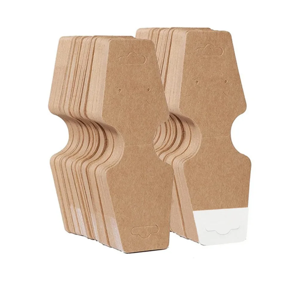 100 Uds. Tarjeta de presentación de joyería plegable, exhibición de pulsera, papel Kraft, tarjeta de presentación de joyería DIY, exhibición de collar autoadhesiva