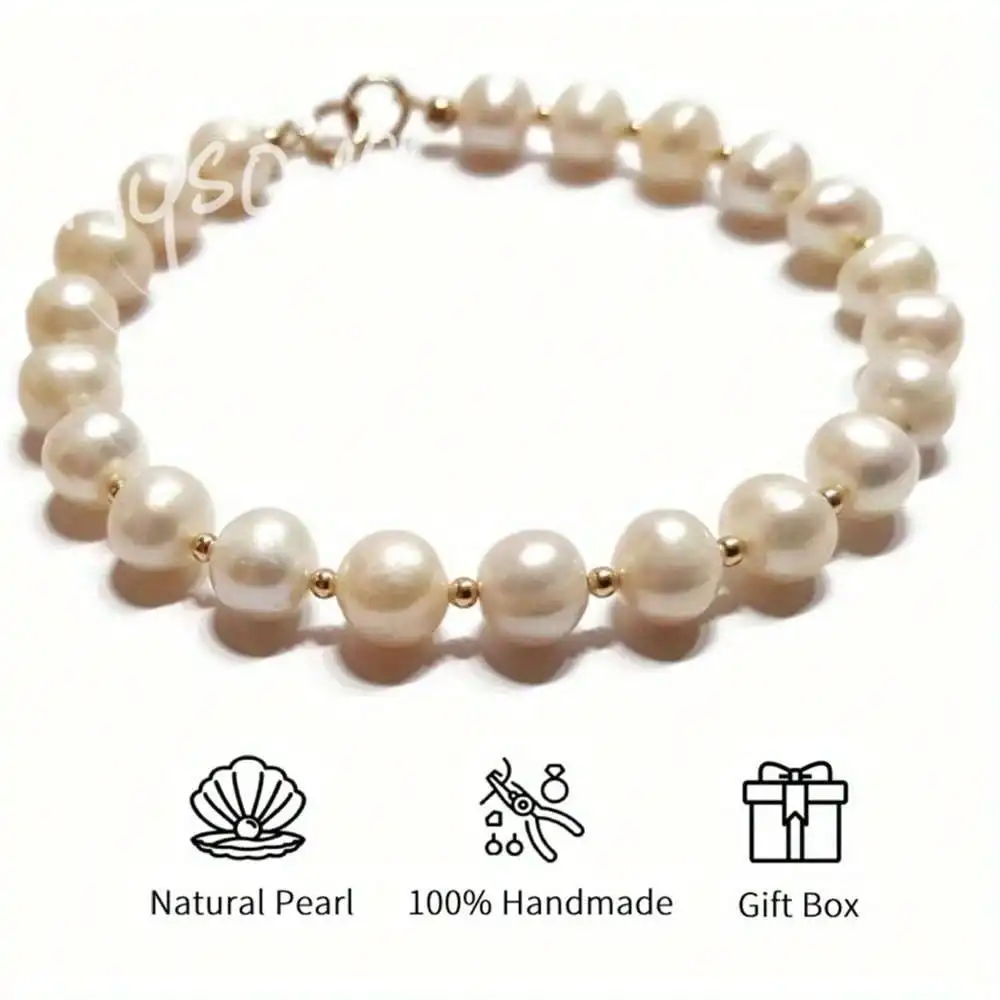 

MYSOYA браслет из белого пресноводного жемчуга 5-6 мм с жемчугом, подарочная коробка, подарок для нее, свадебные украшения, подарок на Рождество, Новый год, день рождения