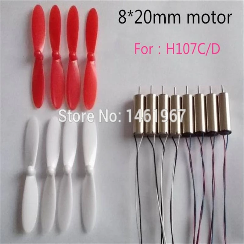 

8pcs Hubsan 8x20mm Motor For Hubsan X4 H107C H107D RC Quadcopter and 8pcs propellers