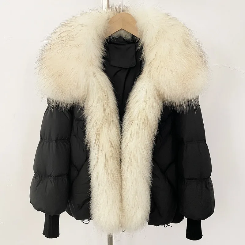Women's Winter Top Coat Down Jacket White Duck Down Faux Fur Fur Collar Short Thick Warm Simple Comfortable Casual Soft Fashion