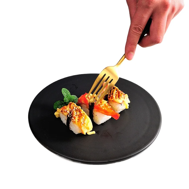 

Скандинавская черная керамическая обеденная плоская тарелка, столовые приборы для выпечки, сковорода для торта, бытовой обеденный набор, тарелки и посуда, кухонная утварь, фарфор