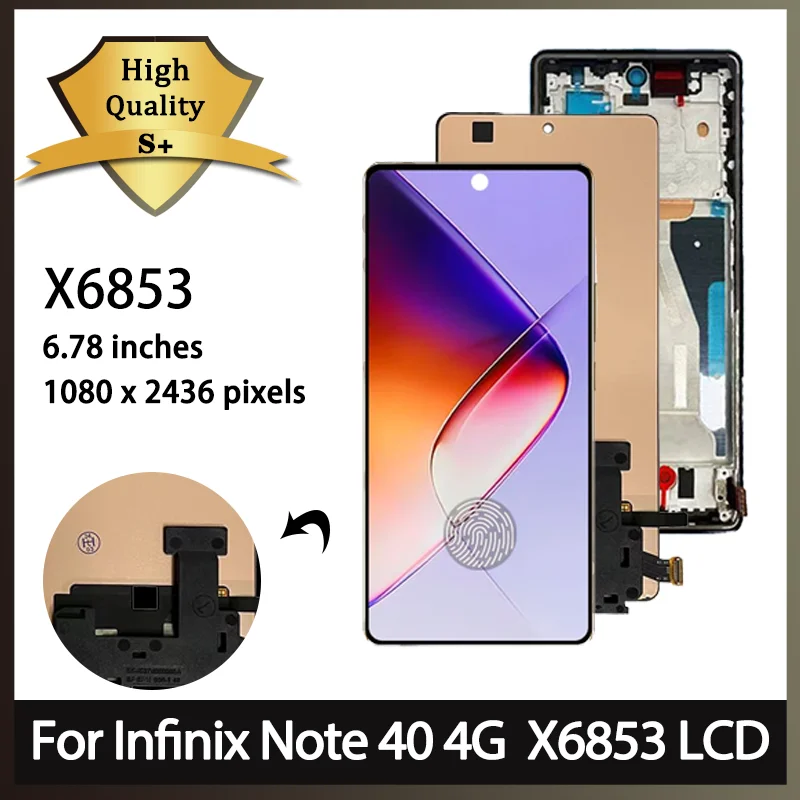 6.78' Super AMOLED For Infinix Note40 LCD For Infinix Note 40 4G LCD X6853 Display Touch Screen Digitizer Panel Assembly