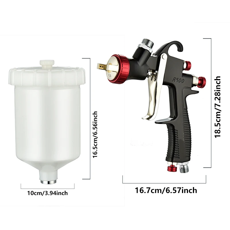 

Professional R500 Air Spray Gun with Large Cup Uniform Atomization for Automotive Furniture & Woodworking Painting