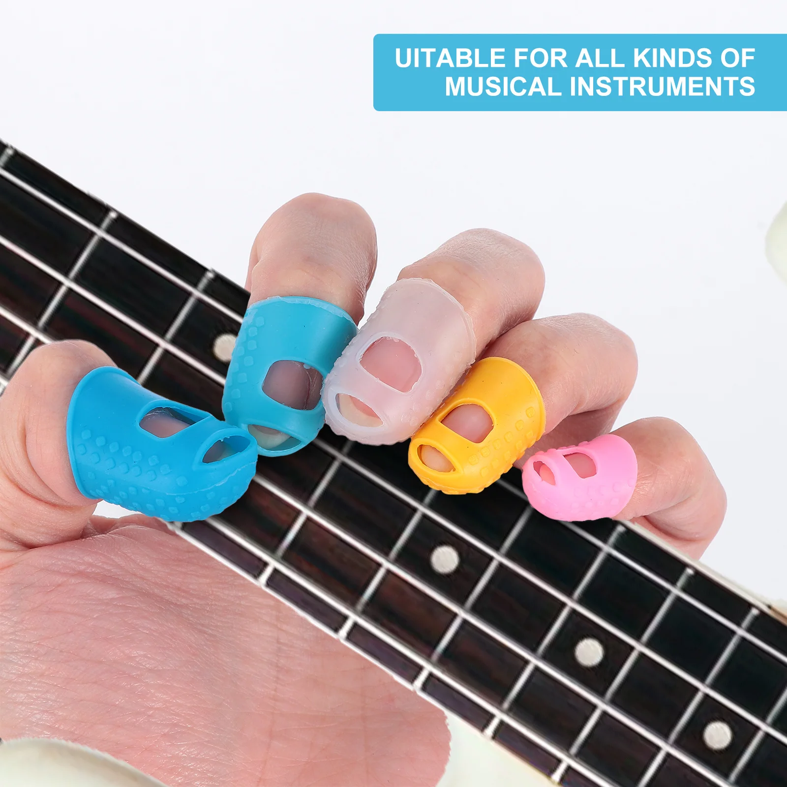 

20pcs Fingertip Covers Silicone Finger Cap For Guitar Practice Lightweight Breathable Protection For Guitar Banjo Harp Thumb
