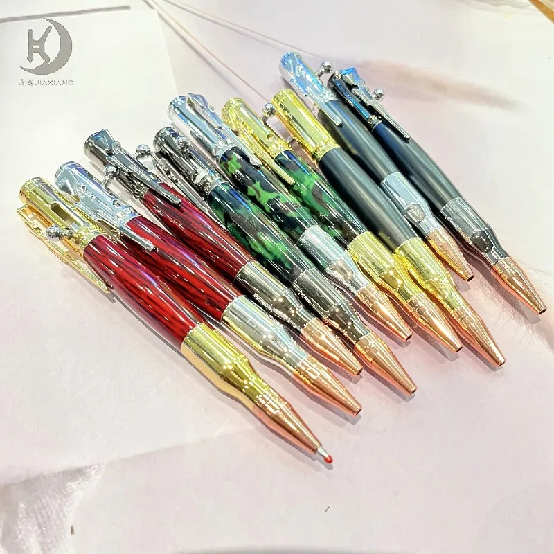 

1pc Luxury Bolt-Action Pen with Tactical Clip Design - Ergonomic Retractable Ballpoint Pen, Metallic Finish, Ideal for Offic