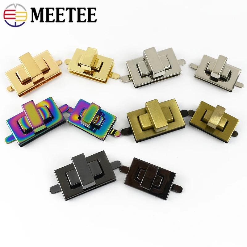 Meetee 2/5Pcs 21/27/32/44/52mm Metal Turn Twist Lock Buckle Handbag Rotary Buckles Hardware Closure Locks Clasp Part Accessory