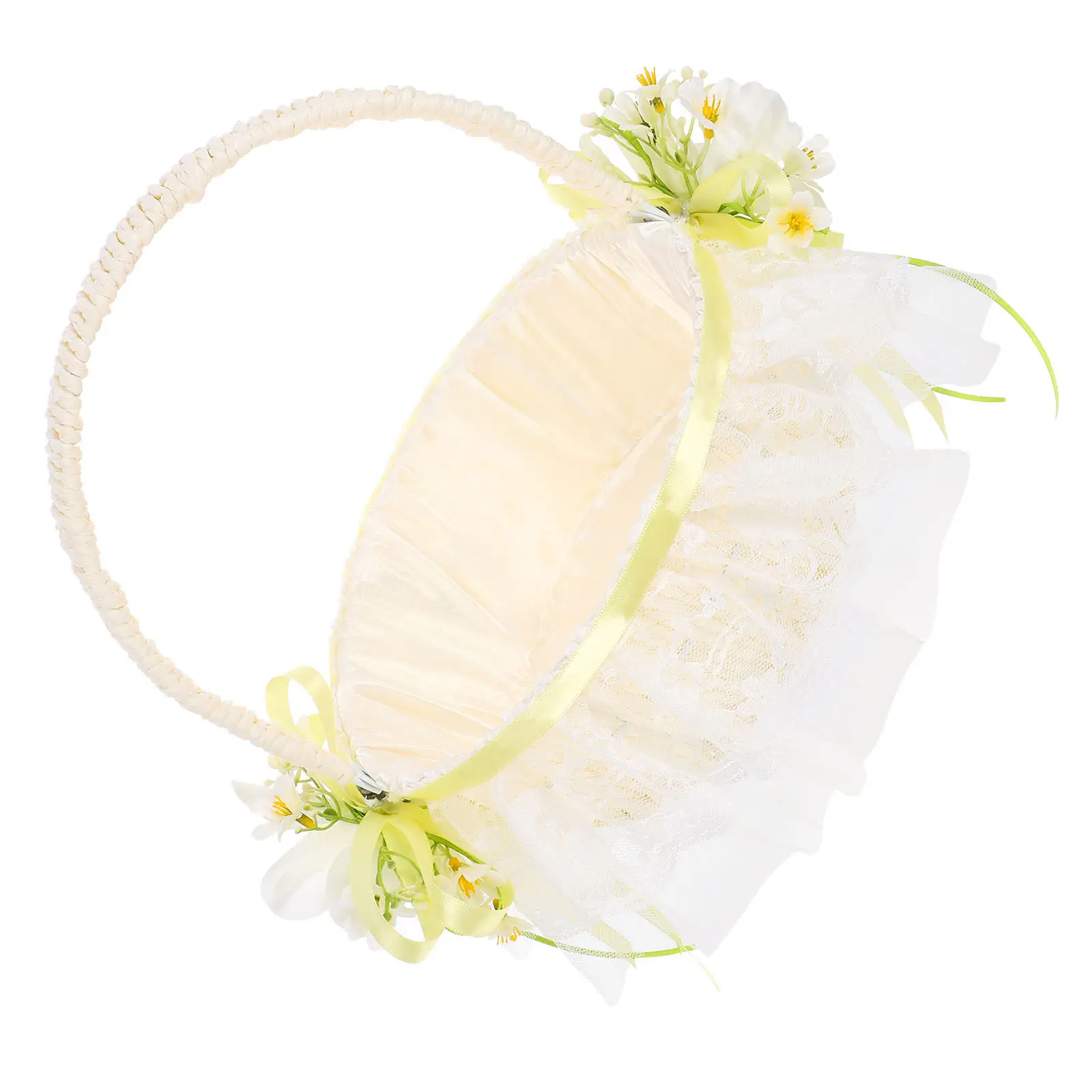 

Flower Basket Wedding Decor Classic White Cloth Handheld Basket for Petals Flowers Candy Table Centerpiece Rustic Elegant