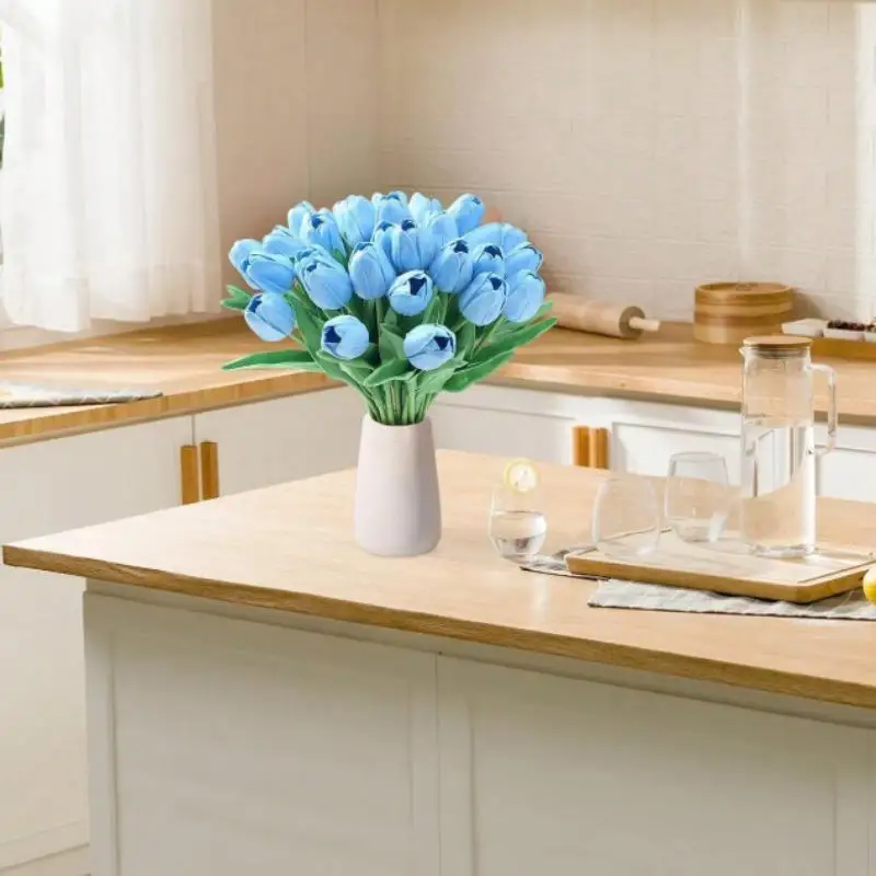 10 زهور توليب صناعية لديكور المنزل، ديكور غرفة المعيشة وغرفة النوم، نباتات مزيفة، ديكور الربيع والصيف، هدية عيد الأم