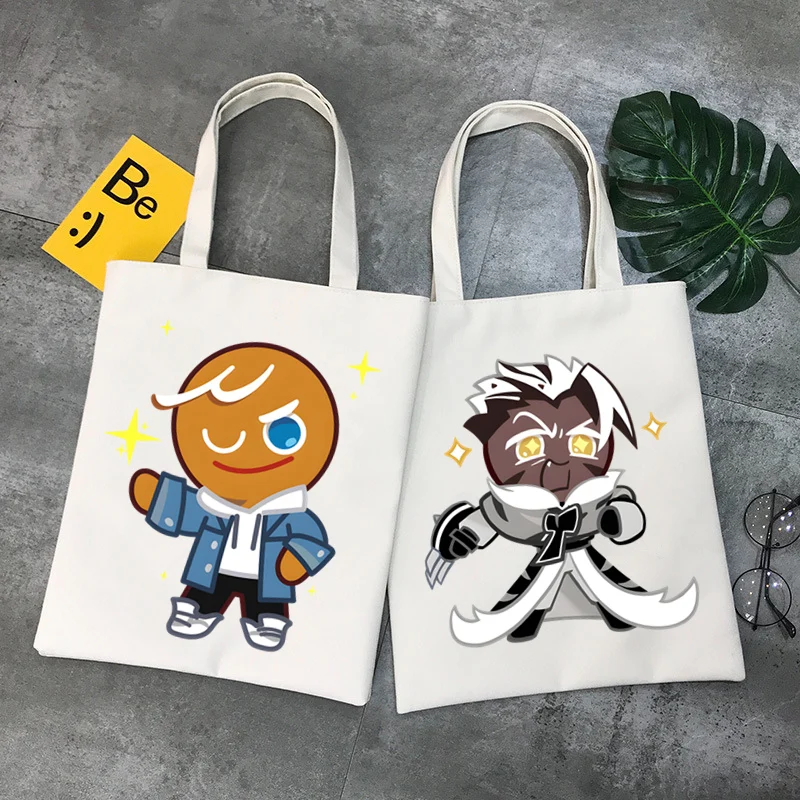 Shadow Milk Cookie Run Kingdom Pure Vanilla Cookie Women Canvas Tote Bags Handbags Shoulder Bags Shopping Handbag