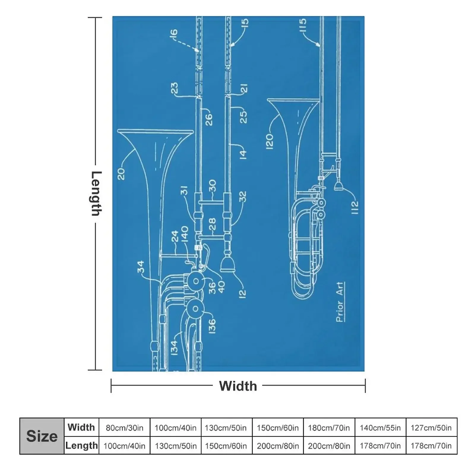 Slide trombone patent - white Throw Blanket christmas decoration Luxury Throw Vintage Soft Beds Blankets
