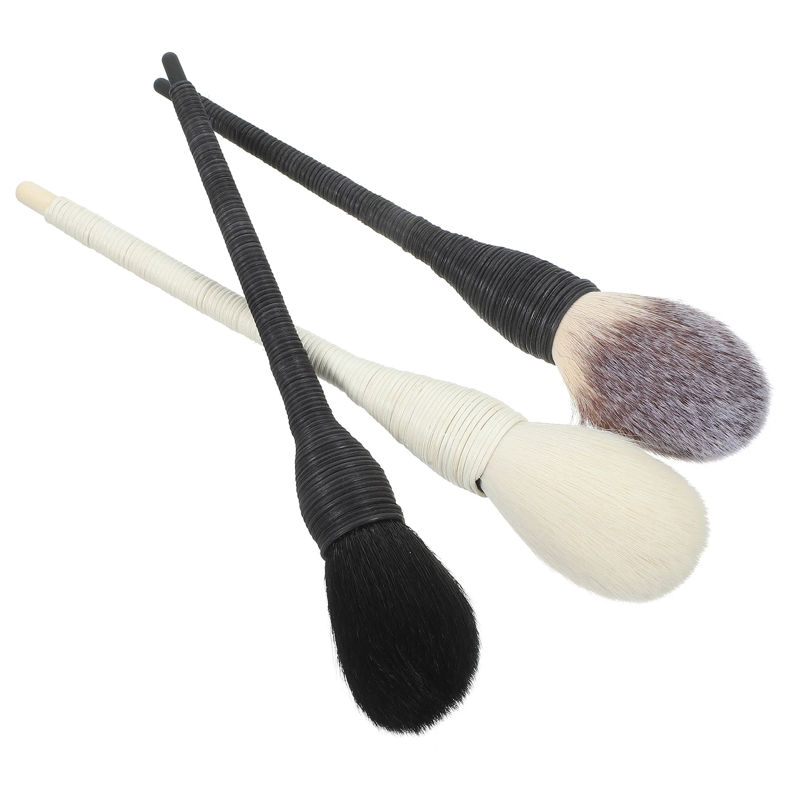 

3Pcs Wool Makeup Brush Set Rattan Handle Durable Safe Soft Dense Tools for Face Brush Wool Makeup Tools