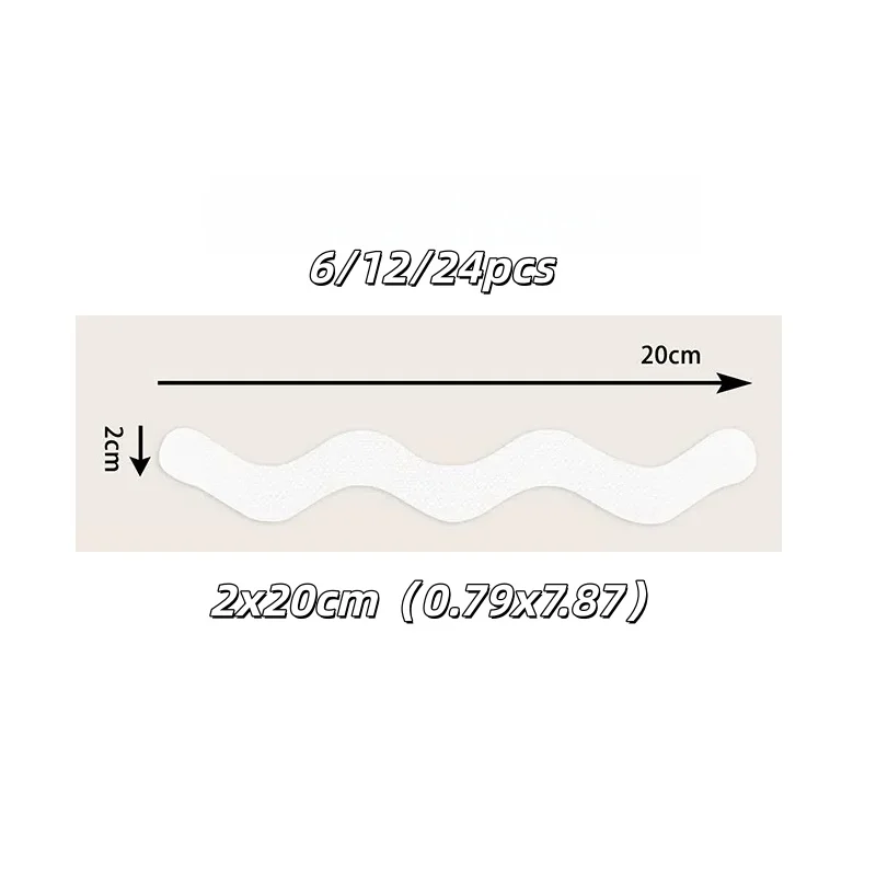 6/12/24Pcs 2x20cm S Shaped Self-Adhesive Anti Slip Strips Strips Shower Stickers Non Slip Tape For Bathtub Stairs Floor view 2