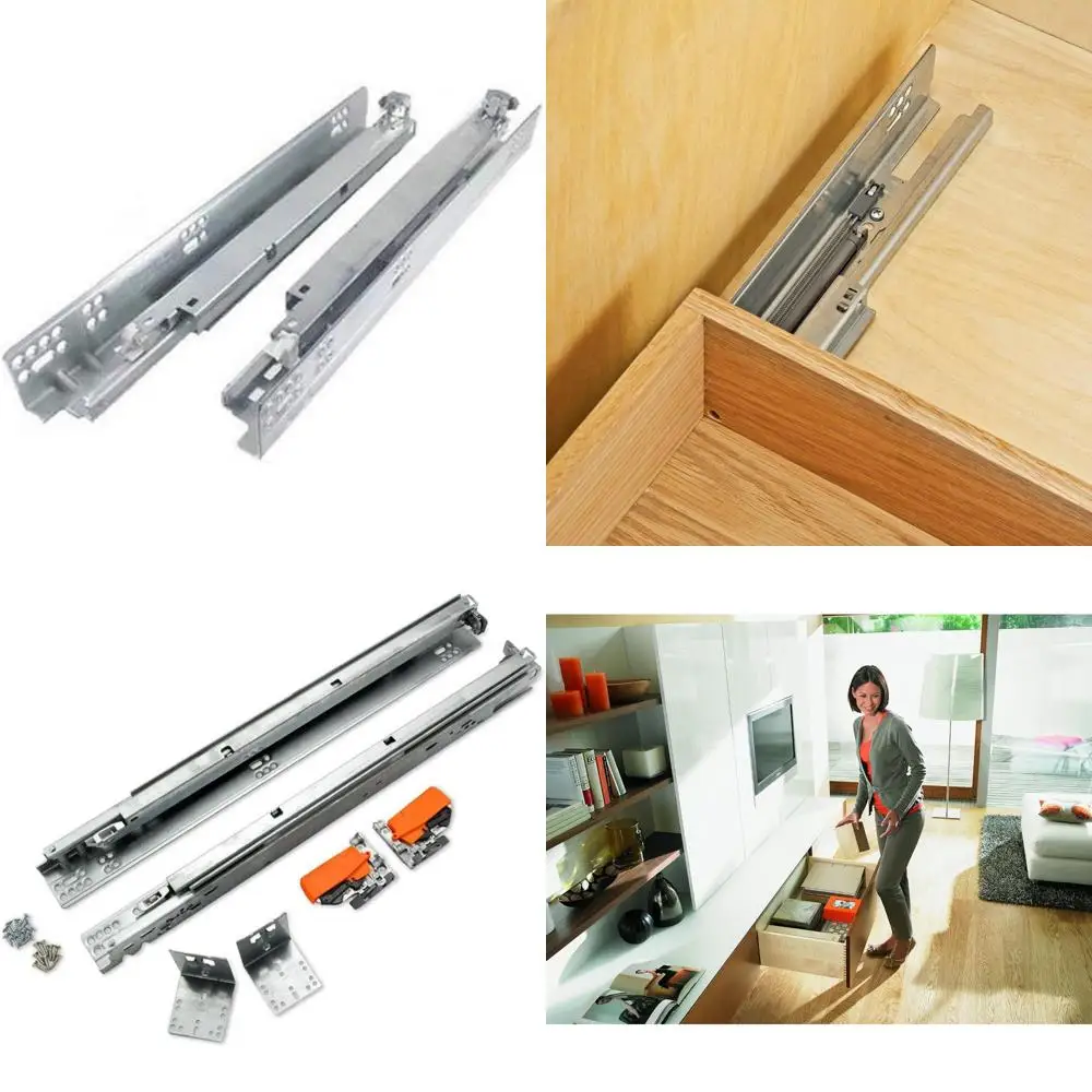 Para prowadnic szuflad Tandem Plus Blumotion do szafek z ramą czołową, wykończenie srebrny nikiel, 21 cali, zestaw 2 sztuk