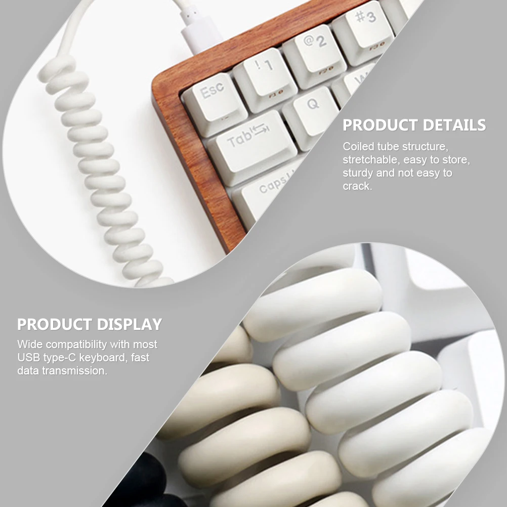 

Data Line Coiled Keyboard Cable Type C Usb Compatible Abs Durable Storage Transmission Computer Wire USB Peripheral