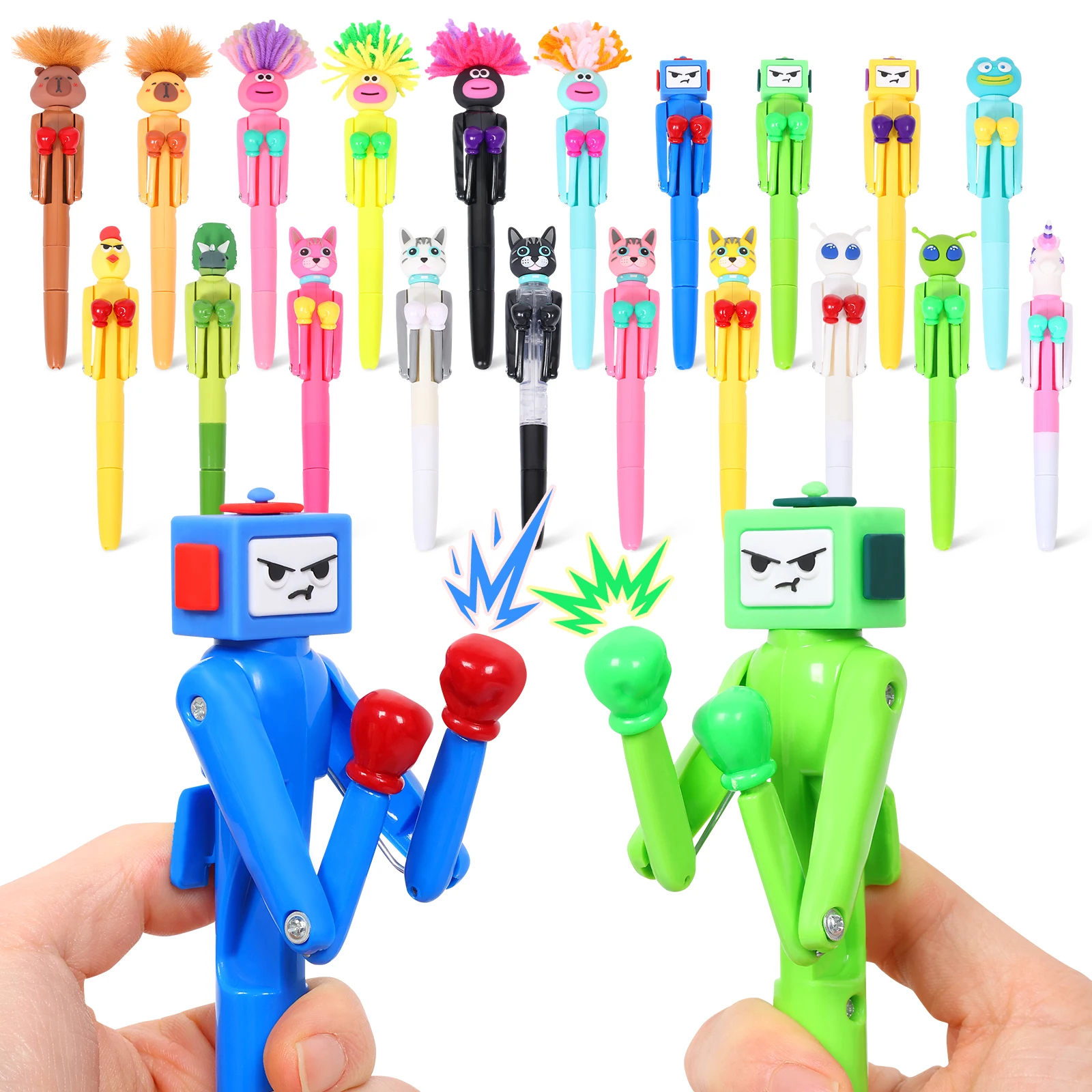 

Ручка-робот для бокса, 20 шт., с ударным механизмом и звуком при нажатии кнопки, забавная и крутая новинка, подарок для любителей бокса, разноцветная, 1,0 мм, плавное письмо