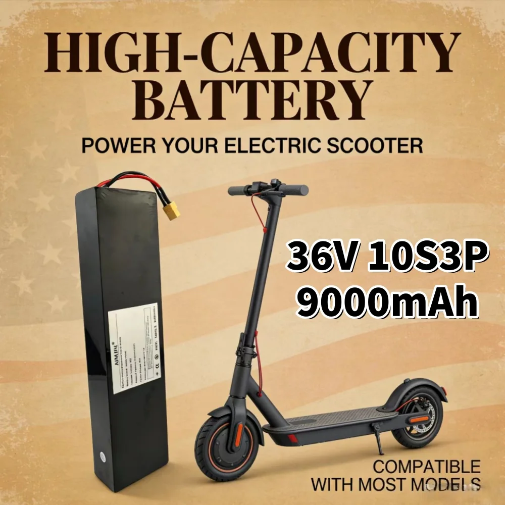 New 36V 9000mAh 10S3P 18650 Lithium Battery Pack for Kugoo S1 S2 S3/S3 Pro Scooter Battery Etc Accessories with BMS