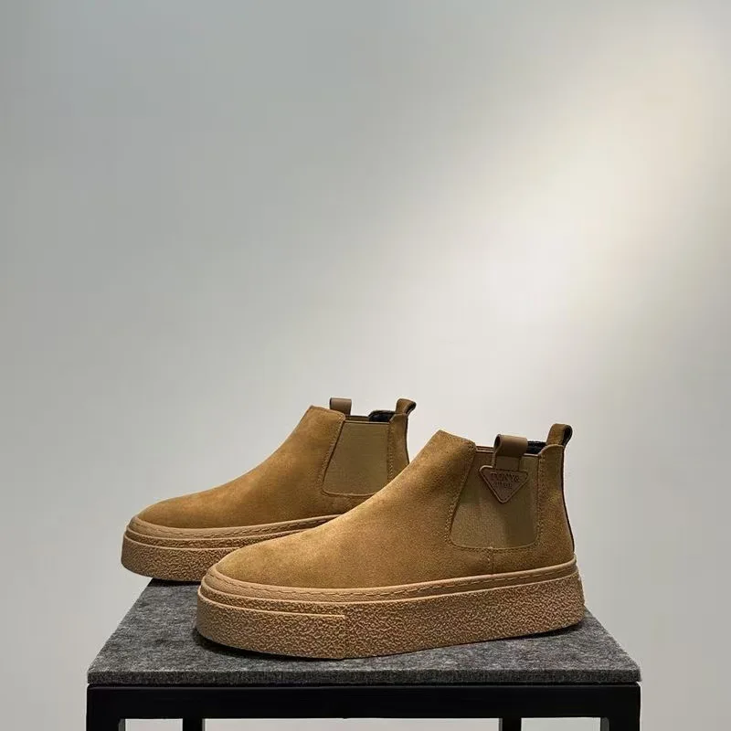 

British Men Ankle Boots Autumn Winter Comfortable Waterproof Works Safety Shoes Non Slip Wear-resistant Construction Men's Boots