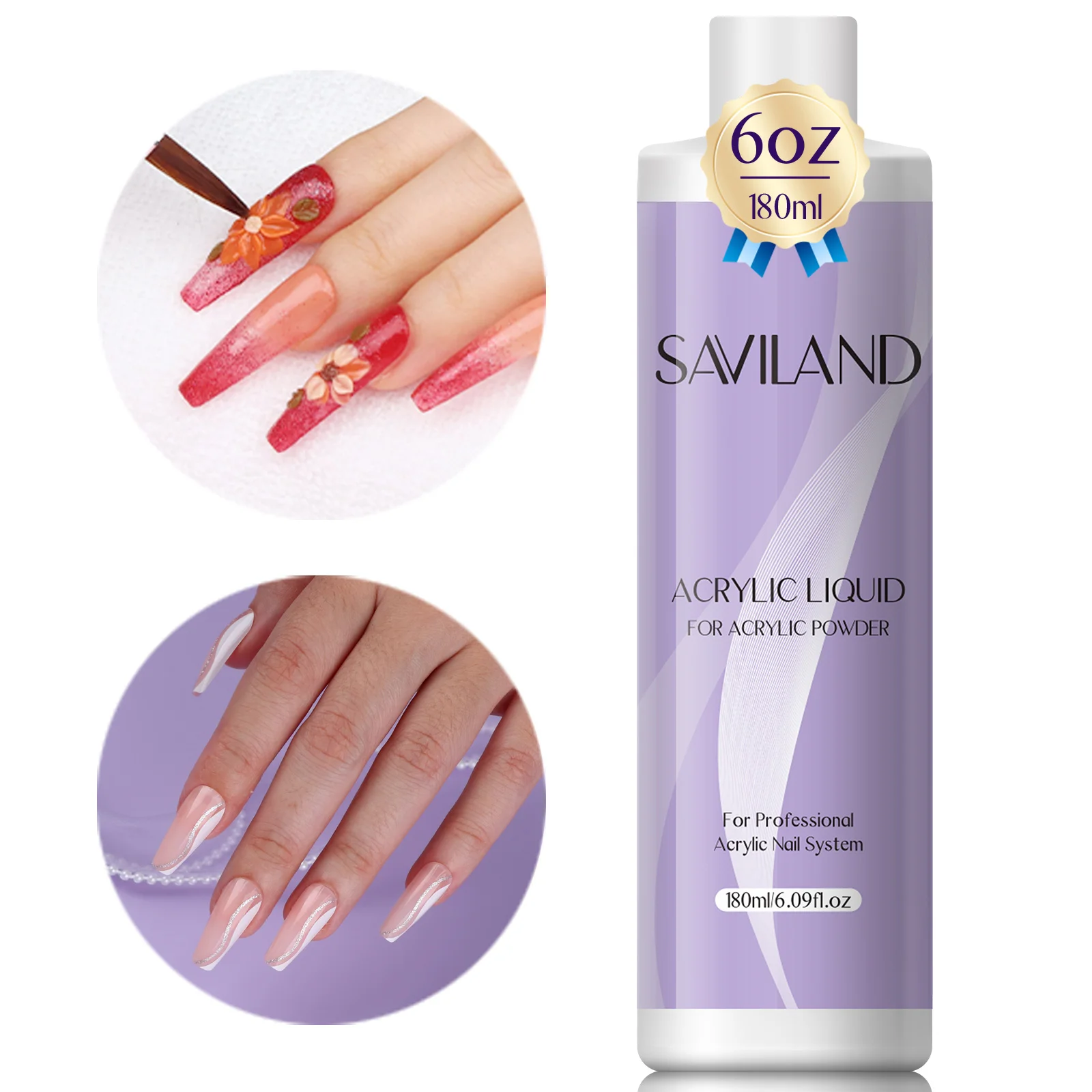 

Saviland 180ml EMA Monomer Non Yellowing Acrylic Liquid with Brush Cleaner for Professional Nail Extensions Perfect Womens Gift