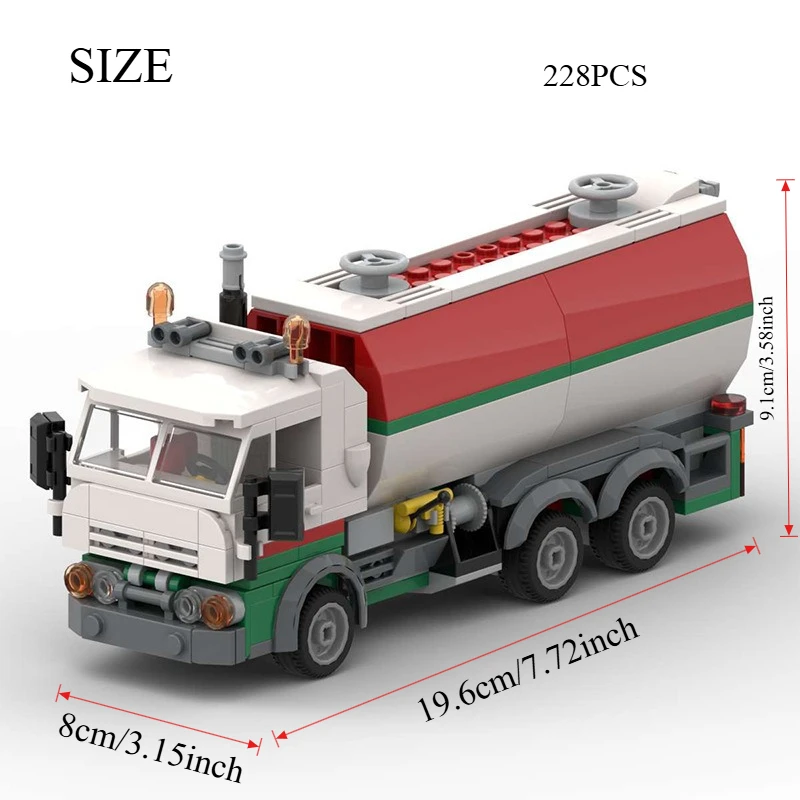 

228 PCS Retro Tanker Truck Building Set - Vintage Engineering Vehicle Model Kit for Adults Teens with Manual, Holiday Gift