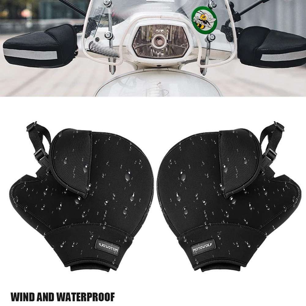

Universal Winter Motorcycle Gloves Handlebar Muffs Reflective Strip Warm Handle Bar Cover Gloves for Motorbikes Scooters Riding