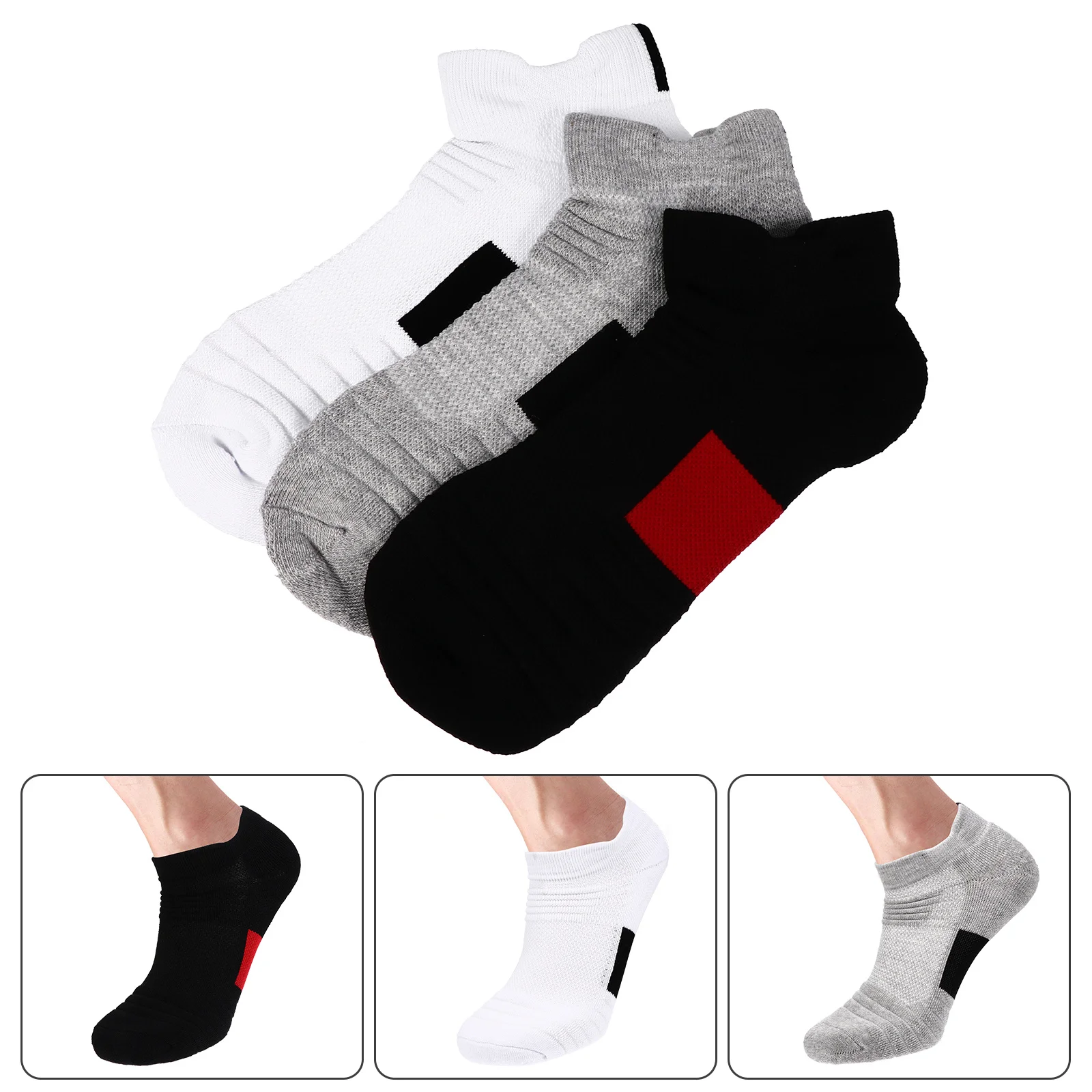 

3Pairs Basketball Quick Dry Low Cut Socks for Men Breathable Sports Anti-Skid Shallow Mouth Cotton Sneakers Socks Comfortable