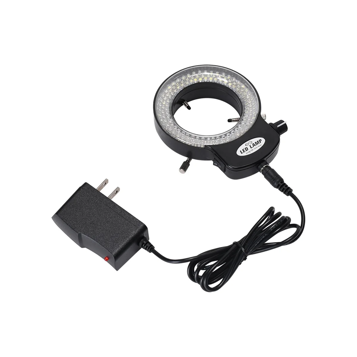 

Microscope Camera Ring Light 144LED Beads Light Source Brightness Adjustable Control Shadowless Lighting US Plug