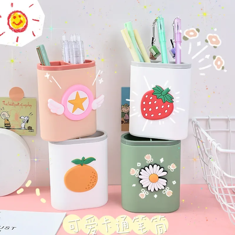 Mini Pen Holder Korean Creative Cute Cartoon Pencil Organizer Lovely Stationery Storage Box Student/office Desktop Organizer