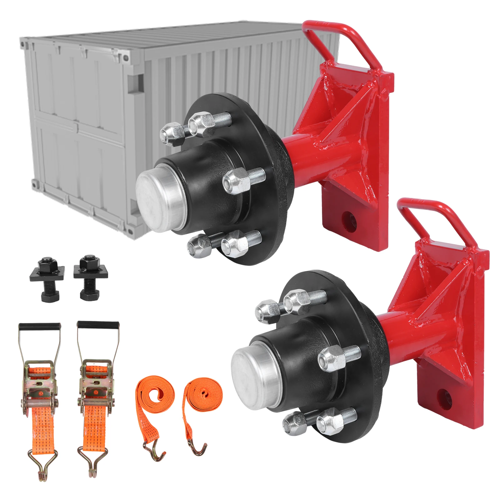 

2 Set of Shipping Container Wheels & Axles Kit with Ratchet Tie 22000LBS Capacity for Move 20ft-40ft Container
