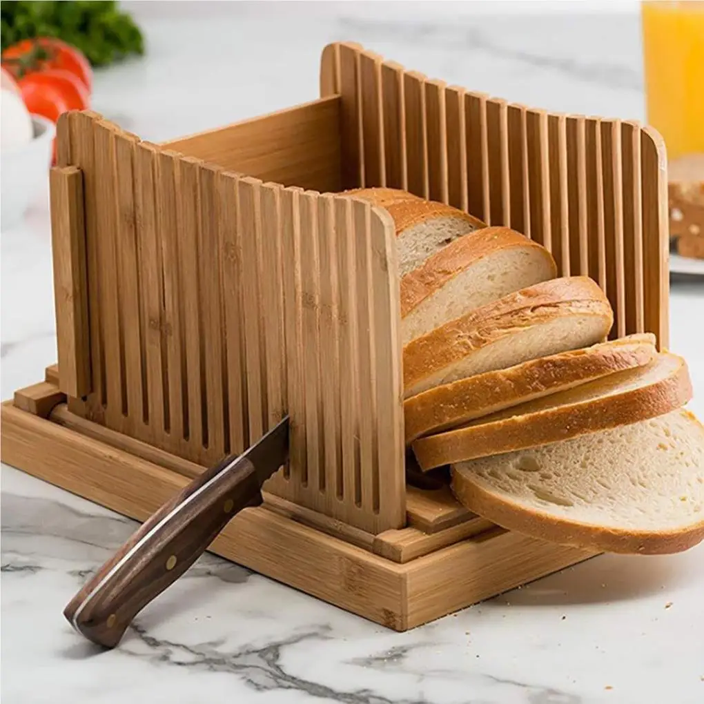 Bamboo Bread Slicer Board Set Home Use Efficient Simple Manual Slicing Tool Bakeware Accessory Slice Tray Accessories
