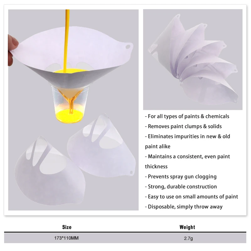5-500Pcs Disposable Paint Strainers Paper Paint Filter Funnel 125/190/260 Micron Nylon Mesh Paint Filters for Automotive