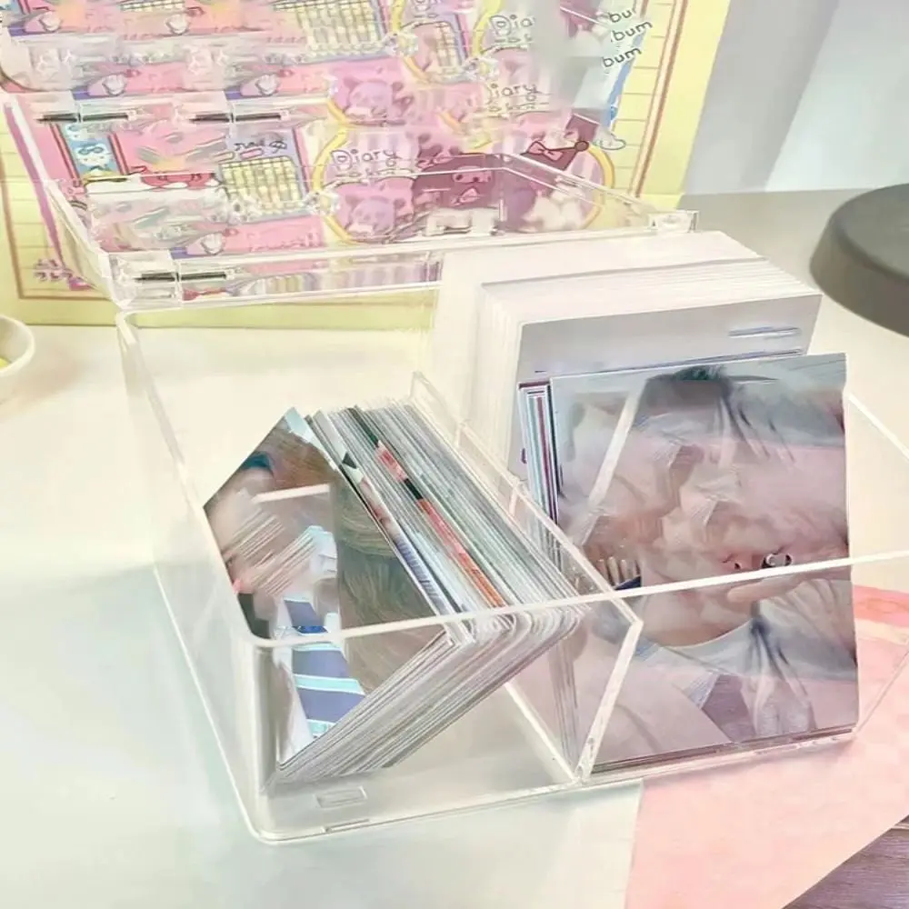 New Organizer Box For Kpop Photocard Photo Card Collection Transparent Acrylic Photocard Storage Box School Stationery