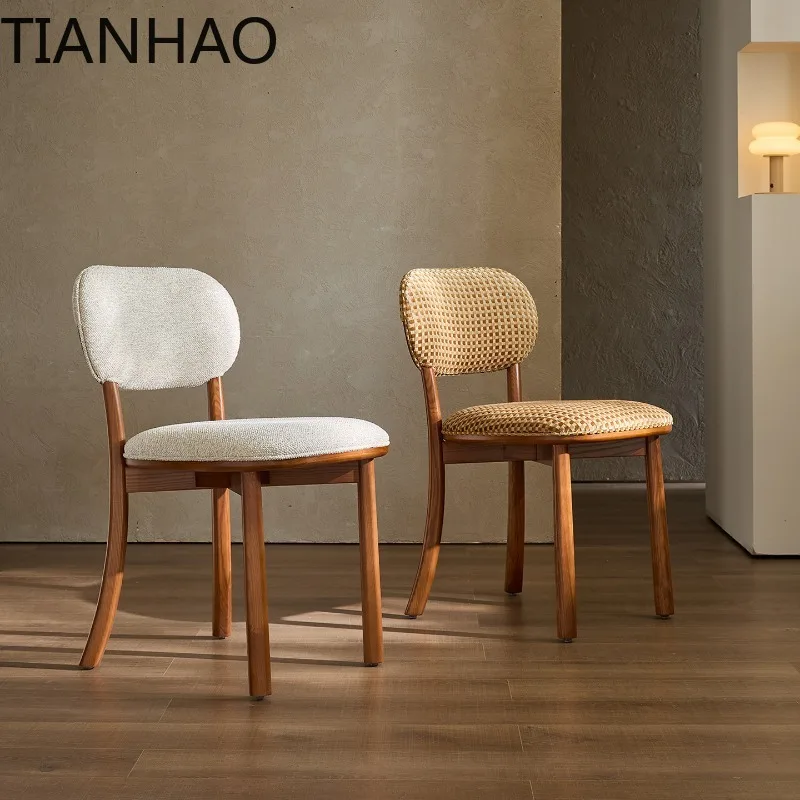 Designer Bagel Chair, French Retro & Mid-Century Modern Style, Solid Wood Fabric Armchair for Dining Room and Lounge