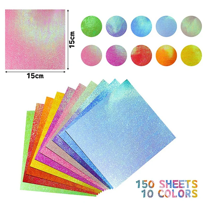 New Paper Glitter Paper Gloss Paper For Crafts - 150 Sheets Paper Colourful Square Folding Paper For DIY Skills