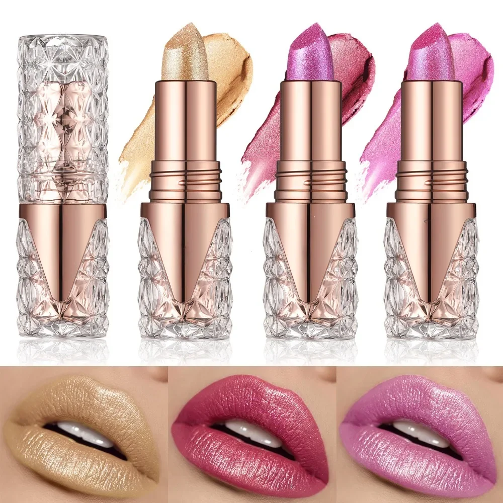 Fine Glitter Lipstick Quicksand Gold Lipstick Moisturizing Silky Mermaid Girl Pink Long-lasting Waterproof Grapefruit Orange