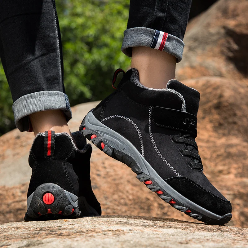 Winter Men Boots Waterproof Snow Boots Men Winter Shoes Warm Plush Hiking Footwear Plus 48  Non-slip Unisex Ankle Winter Boots