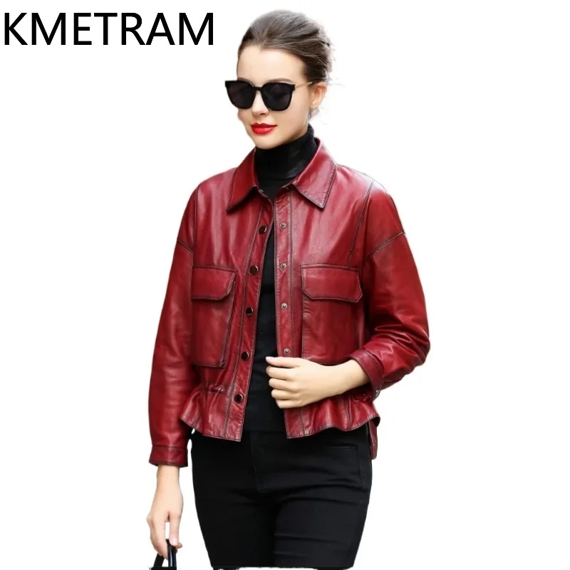 100% echte schapenvacht jas vrouw hoge kwaliteit korte lederen jassen vrouwen nieuw in outwears herfst kleding 2025 chaquetas