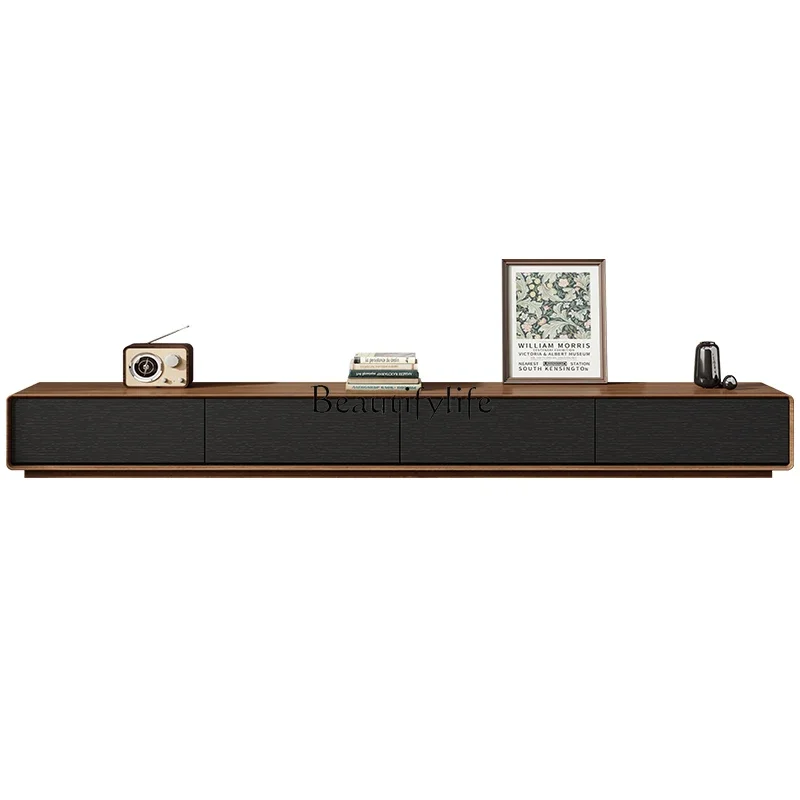 

Floor-to-ceiling solid wood TV cabinet small apartment