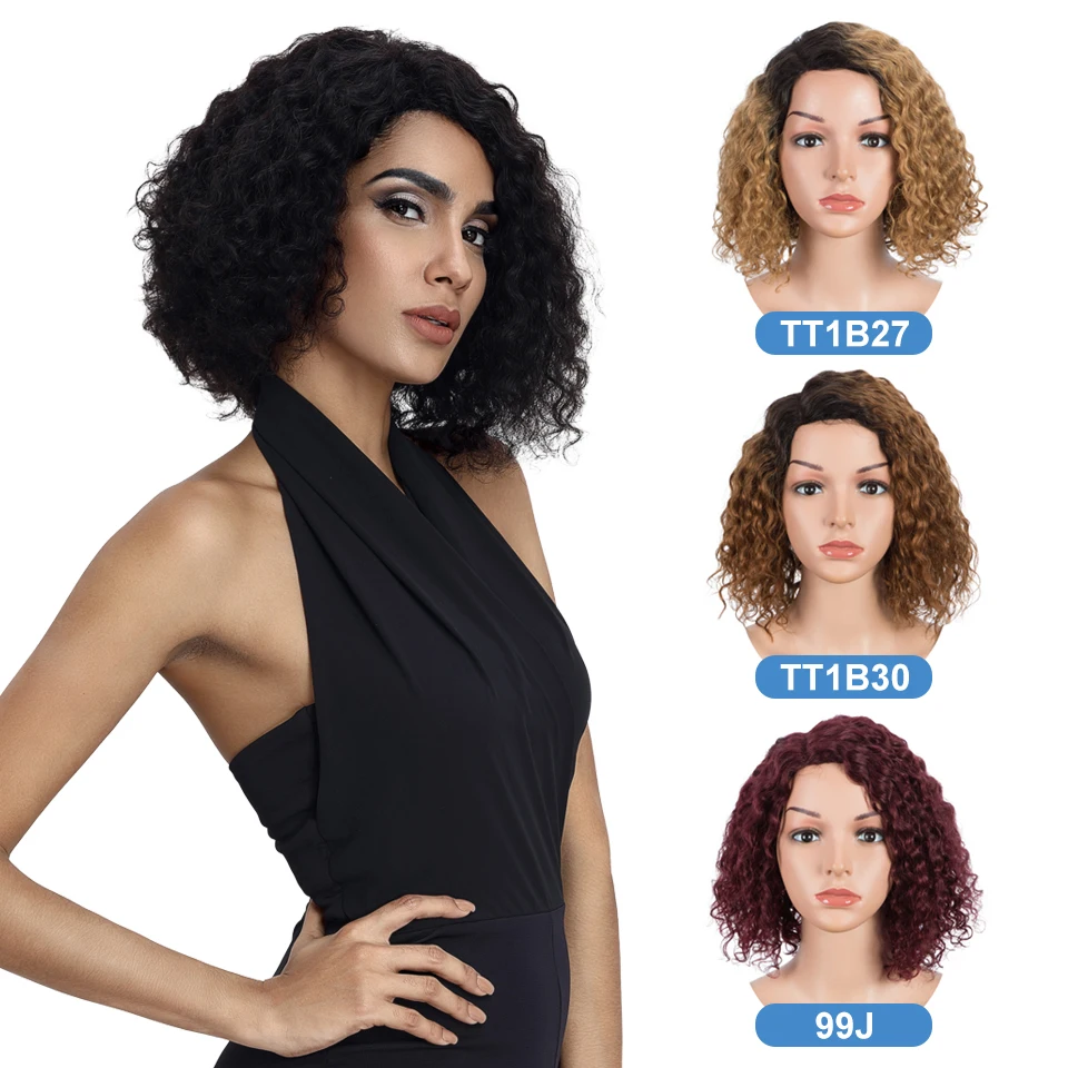 Lekker-Afro Curly Bob Perucas de Cabelo Humano para Mulheres, Cabelo Remy Brasileiro, Glueless, Pronto para Vestir, Burg Red, Curto e Kinky, Parte