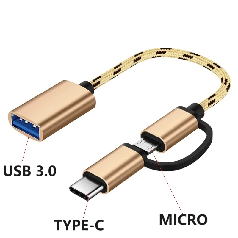 

2 in 1 USB 3.0 OTG Adapter Cable USB to Micro USB Type C Data Sync Adapter Male to female Type C Micro to usb Convertor cable