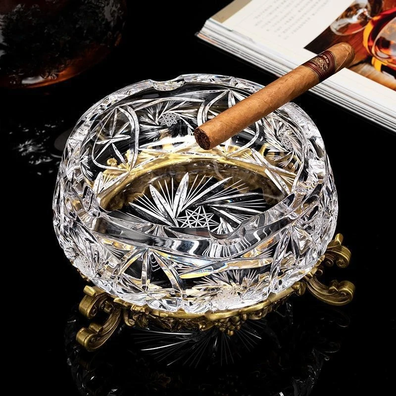 Ashtray European Austrian crystal inlaid copper cigarette set ornament CLG-23EP9