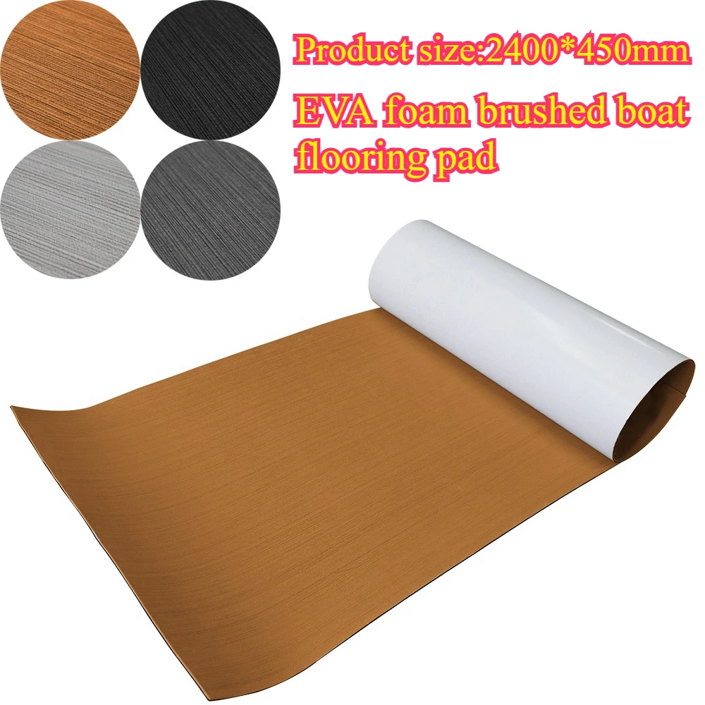 

2400×450×5mm Brushed EVA Foam Boat Flooring Pad Marine Non-Slip Deck Sheet Faux Teak Mat for Yacht Kayak DIY Decking Sheet Pad