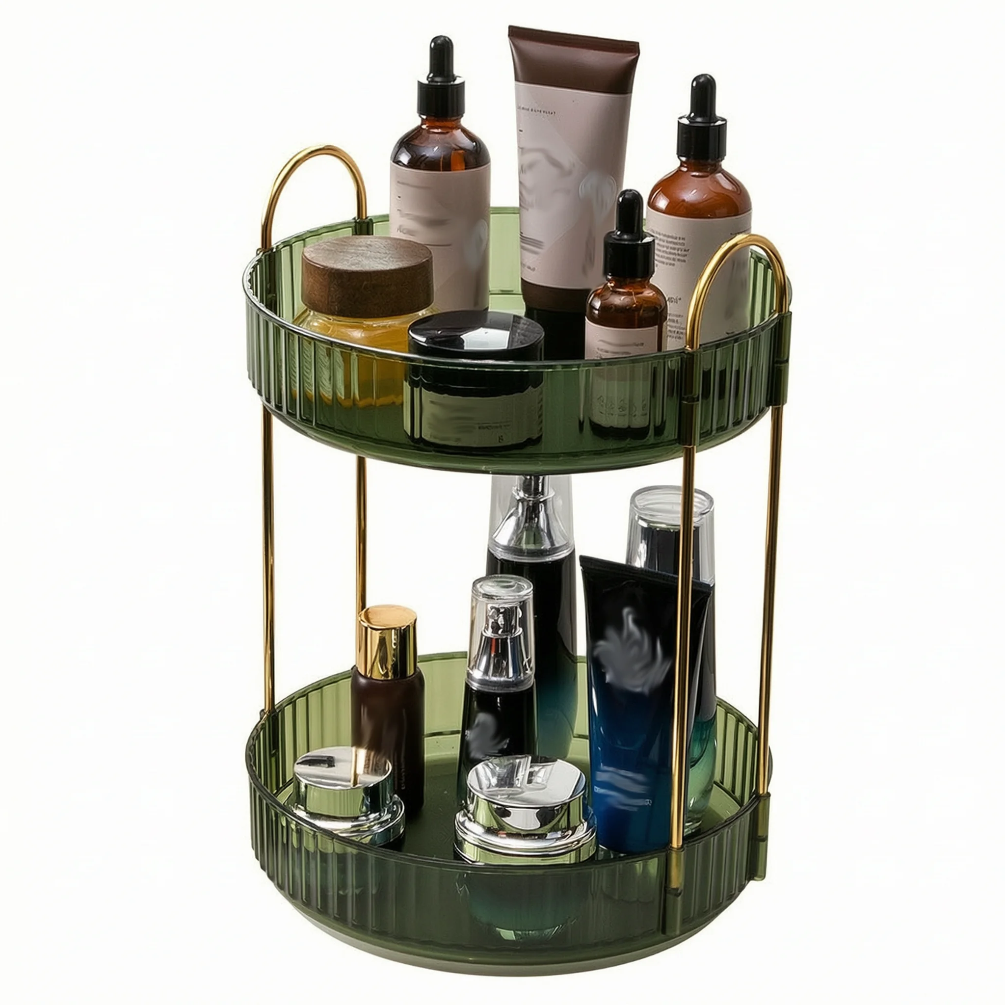 Cosmetic Organizer Rotating Makeup Storage Vanity Organizer Clear Acrylic Shelf Storage