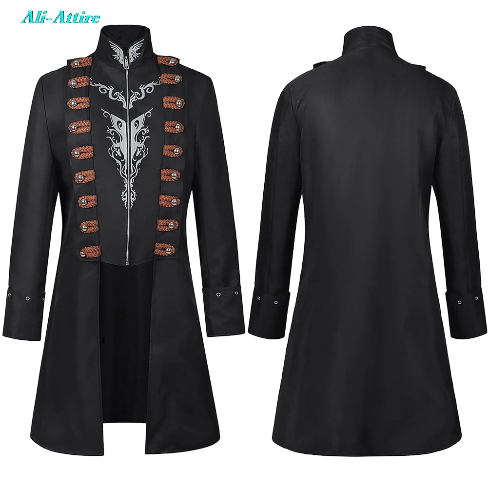 

Halloween Cosplay Gothic Black Coat Clothes For Men Adult Party Disguise Roleplay Male Halloween Costume Carnival Outfits Suits